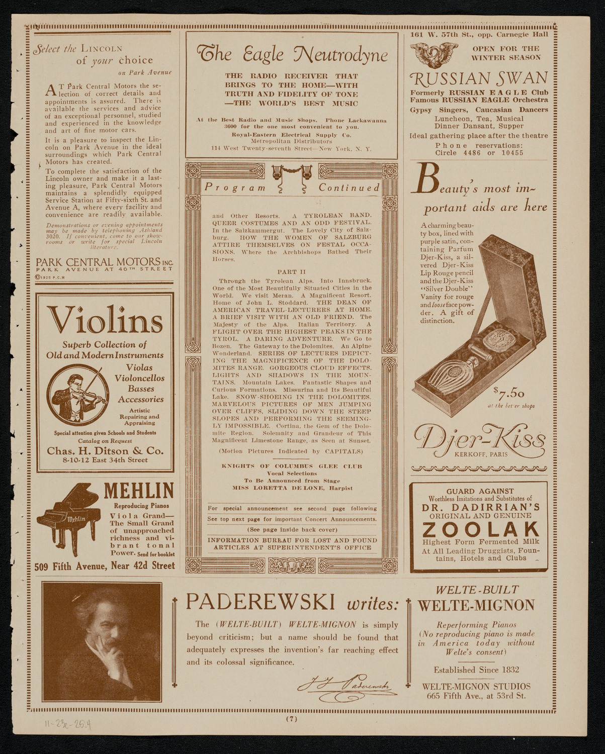 Meeting: Catholic Unity League (Lecture by E.M. Newman), November 23, 1925, program page 7