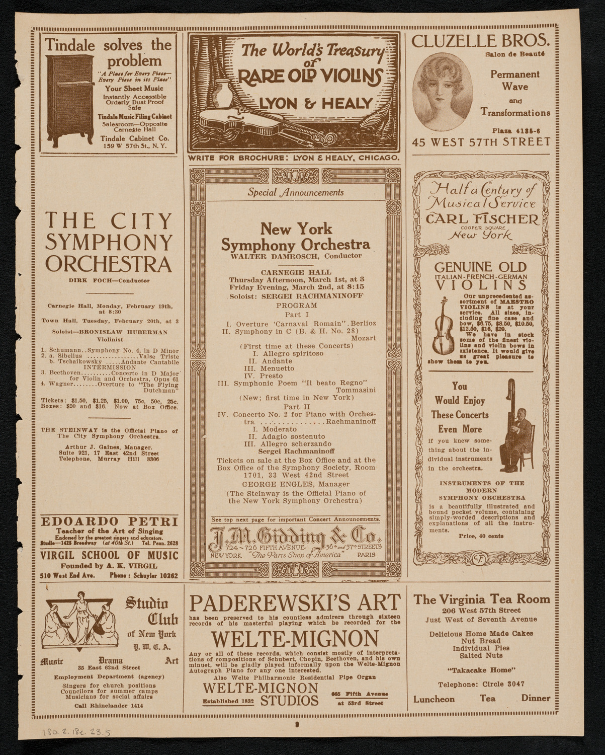 John Corigliano, Violin, February 18, 1923, program page 9