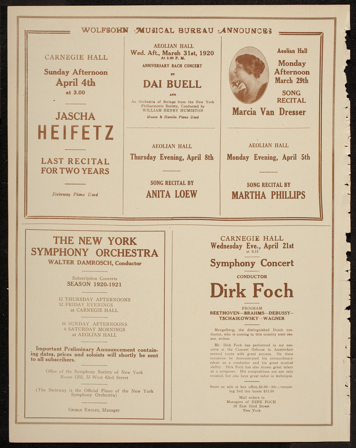 New York Philharmonic, March 26, 1920, program page 8