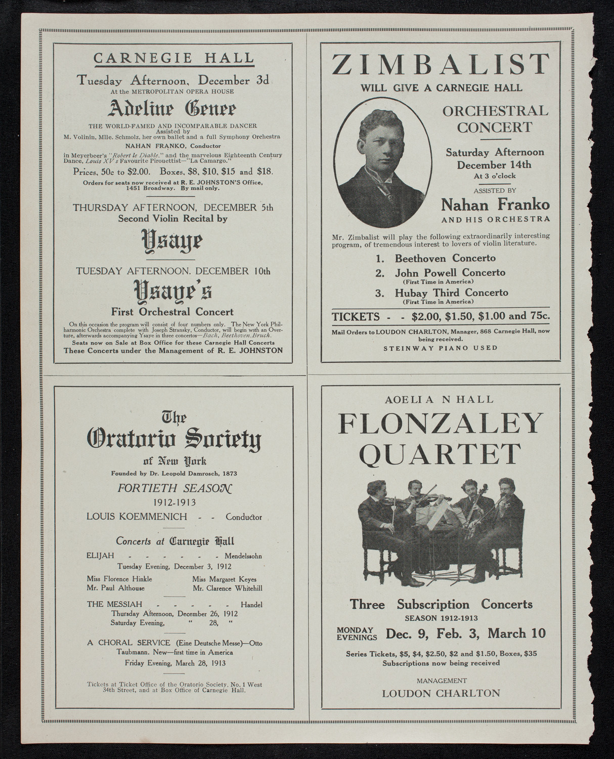 Leopold Godowsky, Piano, November 27, 1912, program page 10