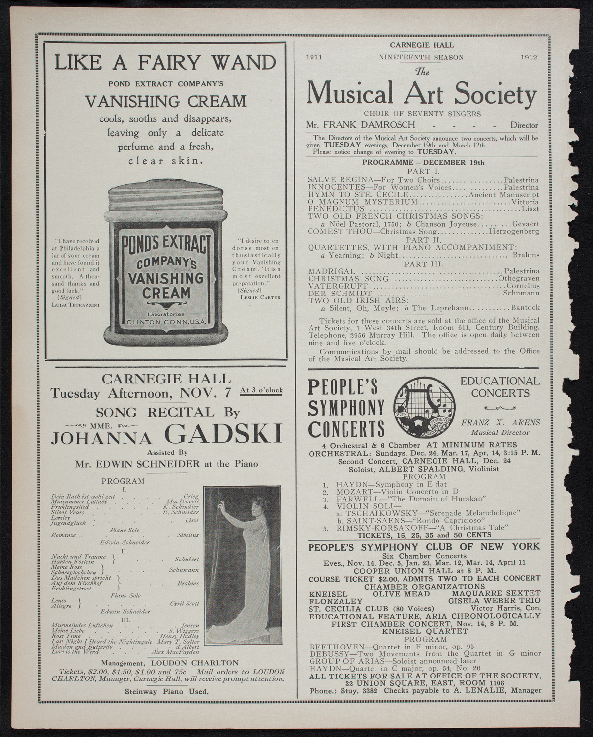 David Bispham, Baritone, October 29, 1911, program page 8