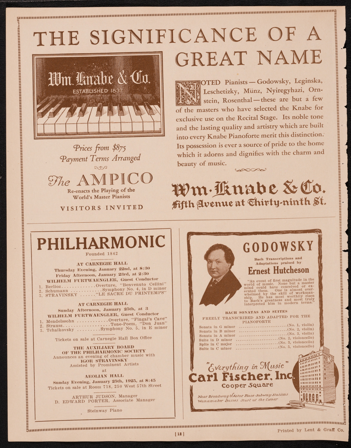 New York Philharmonic, January 18, 1925, program page 12