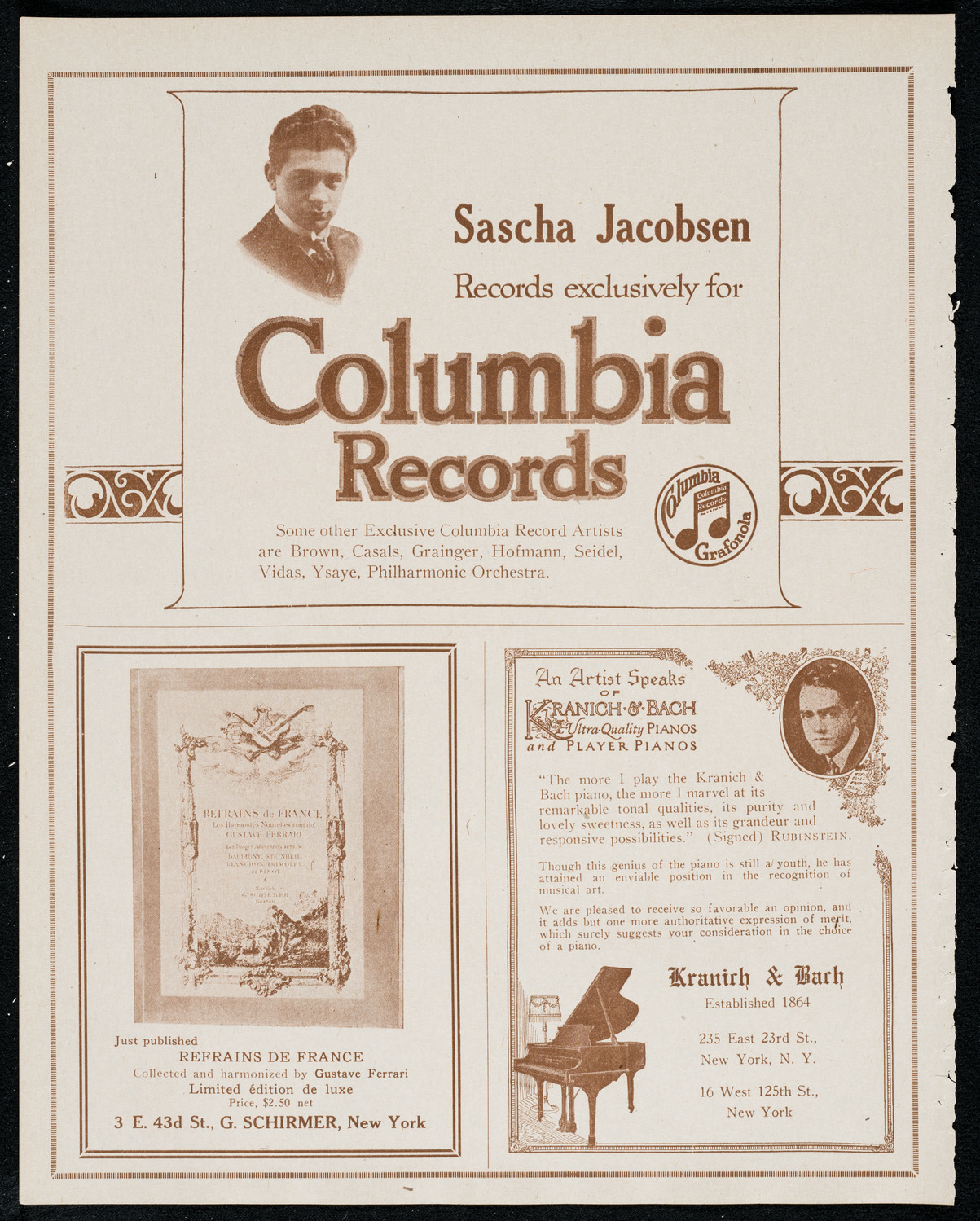 Jacques Pintel, Piano, December 22, 1920, program page 6