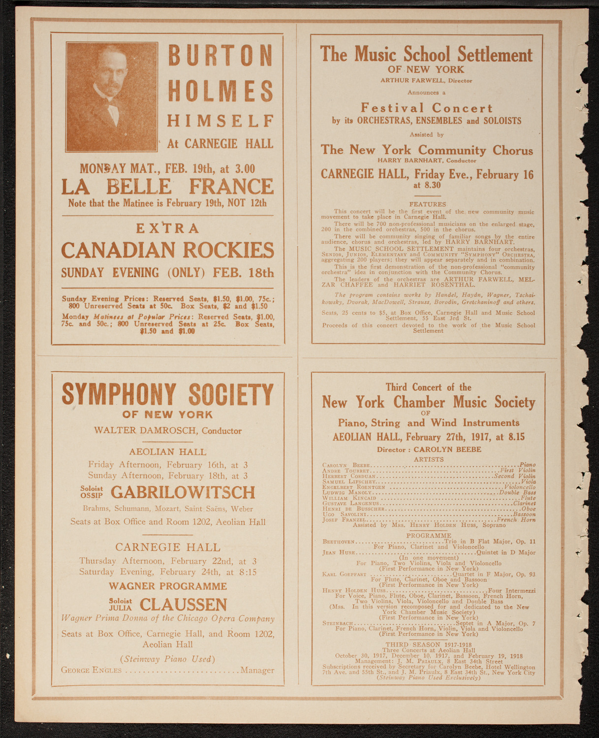 Frieda Hempel, Soprano, February 12, 1917, program page 8