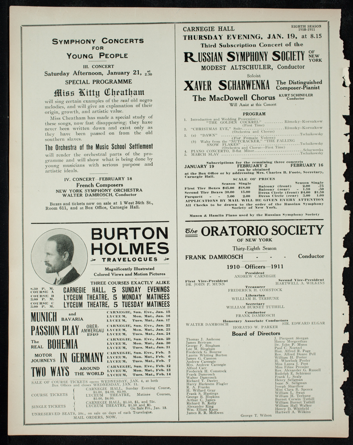 Oratorio Society of New York, December 27, 1910, program page 10