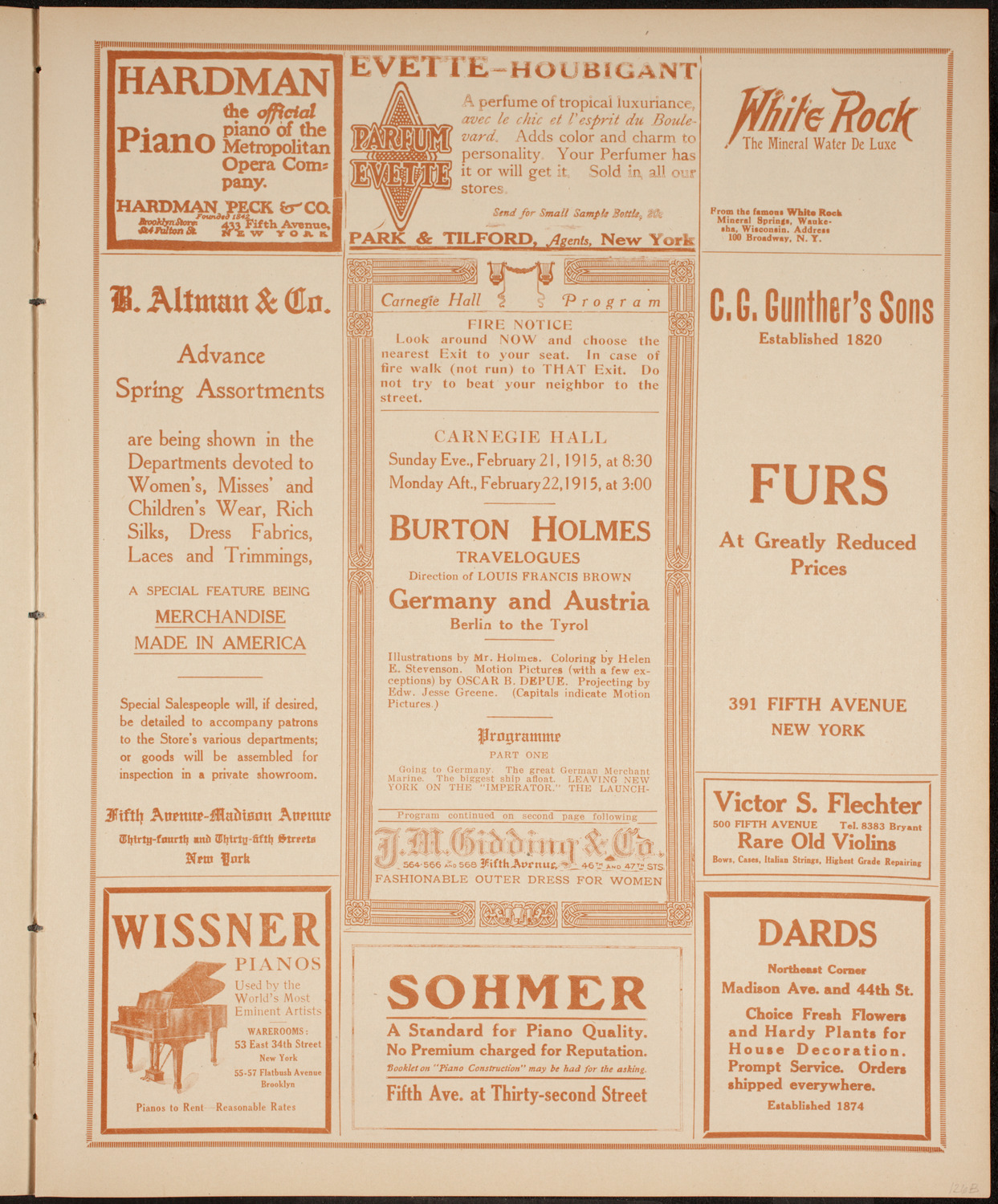 Burton Holmes Travelogue: Germany and Austria, February 21, 1915, program page 5