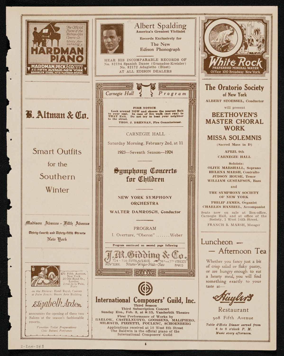 Symphony Concert for Young People, February 2, 1924, program page 5