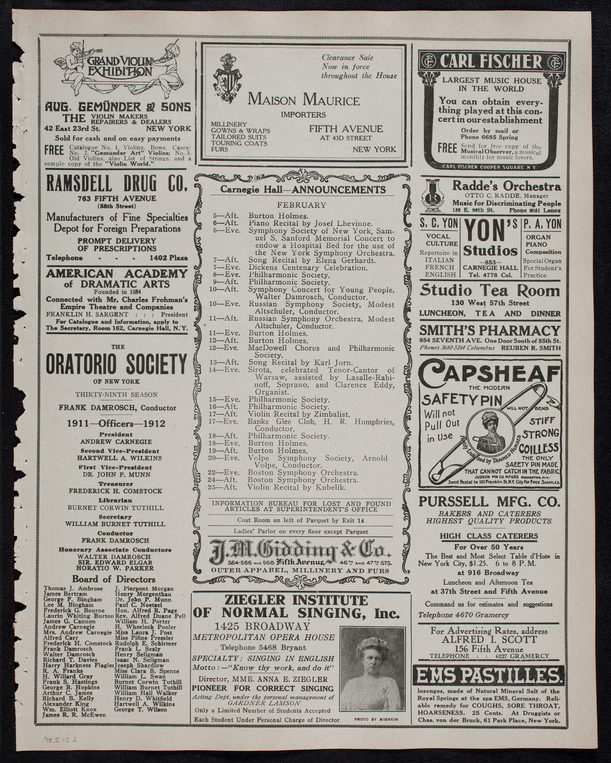 Burton Holmes Travelogue: Over the Andes, February 4, 1912, program page 3