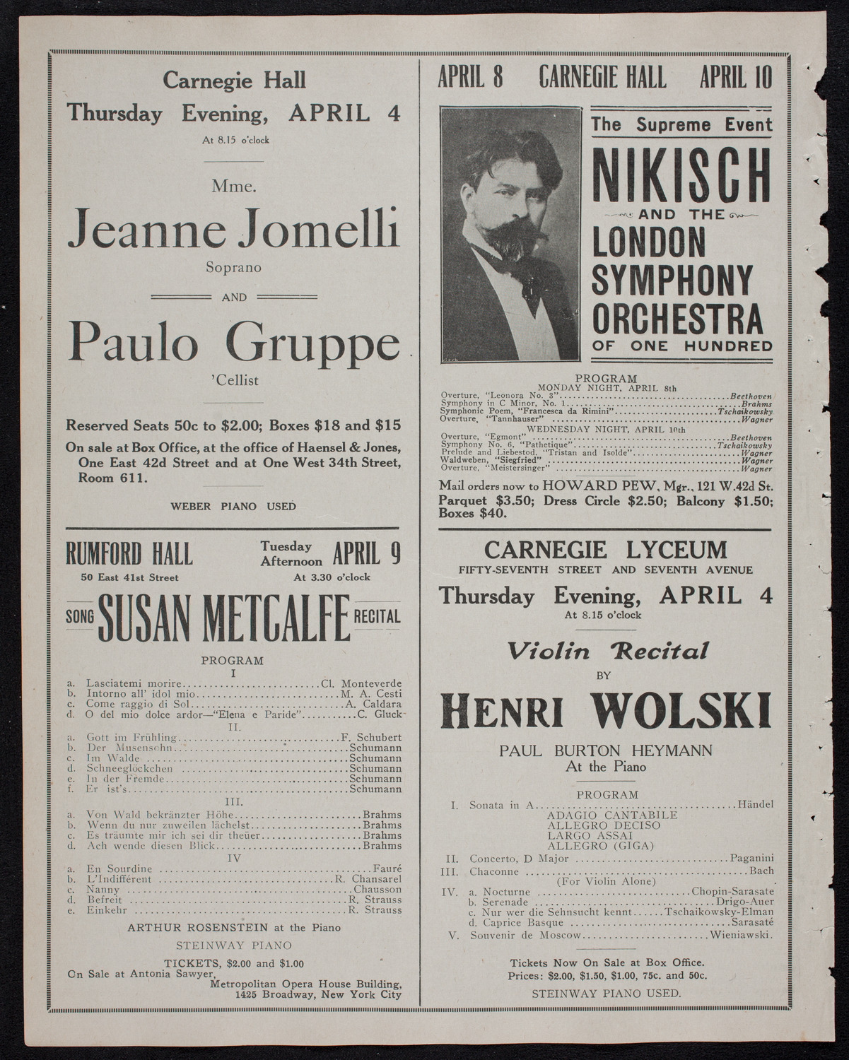 Brahms Festival: New York Symphony Orchestra, March 29, 1912, program page 10