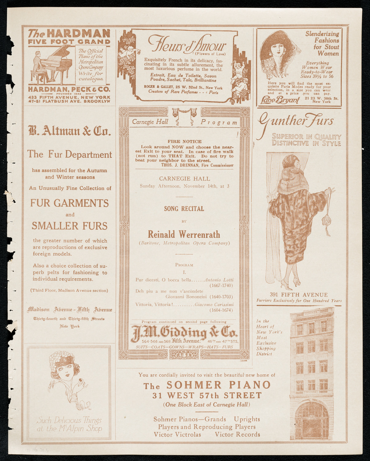 Reinald Werrenrath, Baritone, November 14, 1920, program page 5