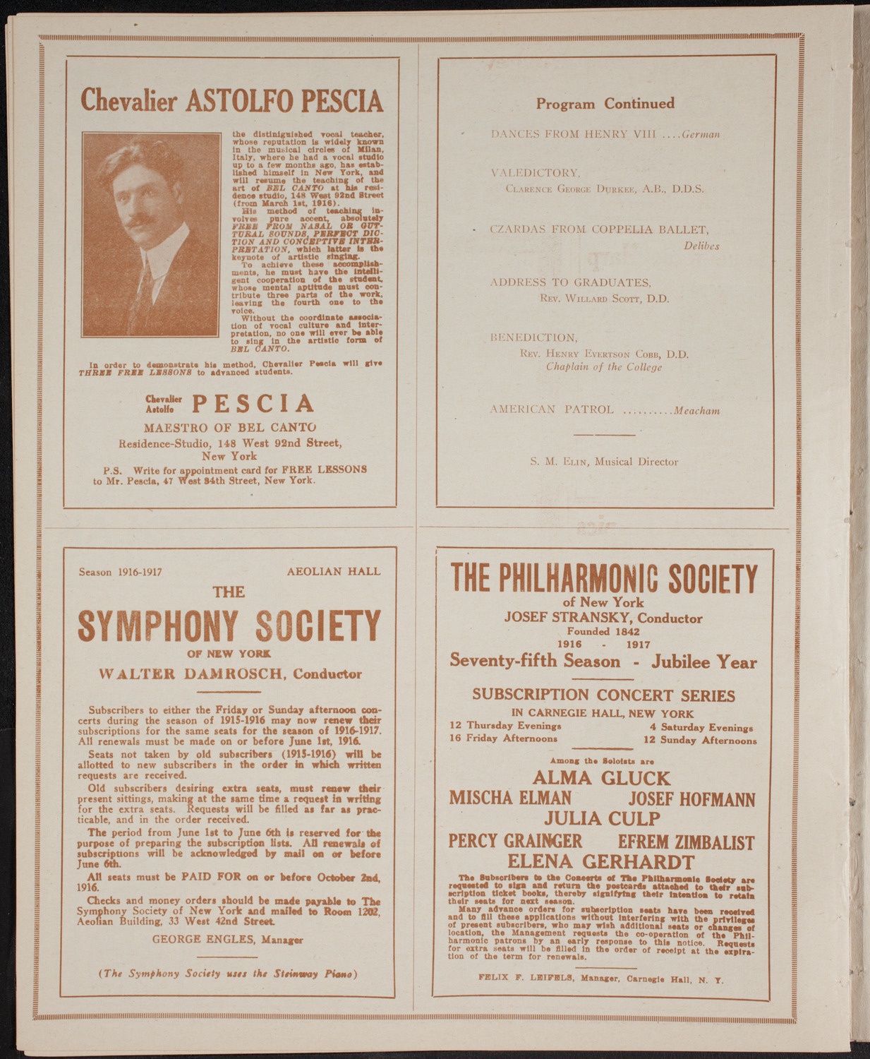 Graduation: College of Dental and Oral Surgery of New York, June 6, 1916, program page 8