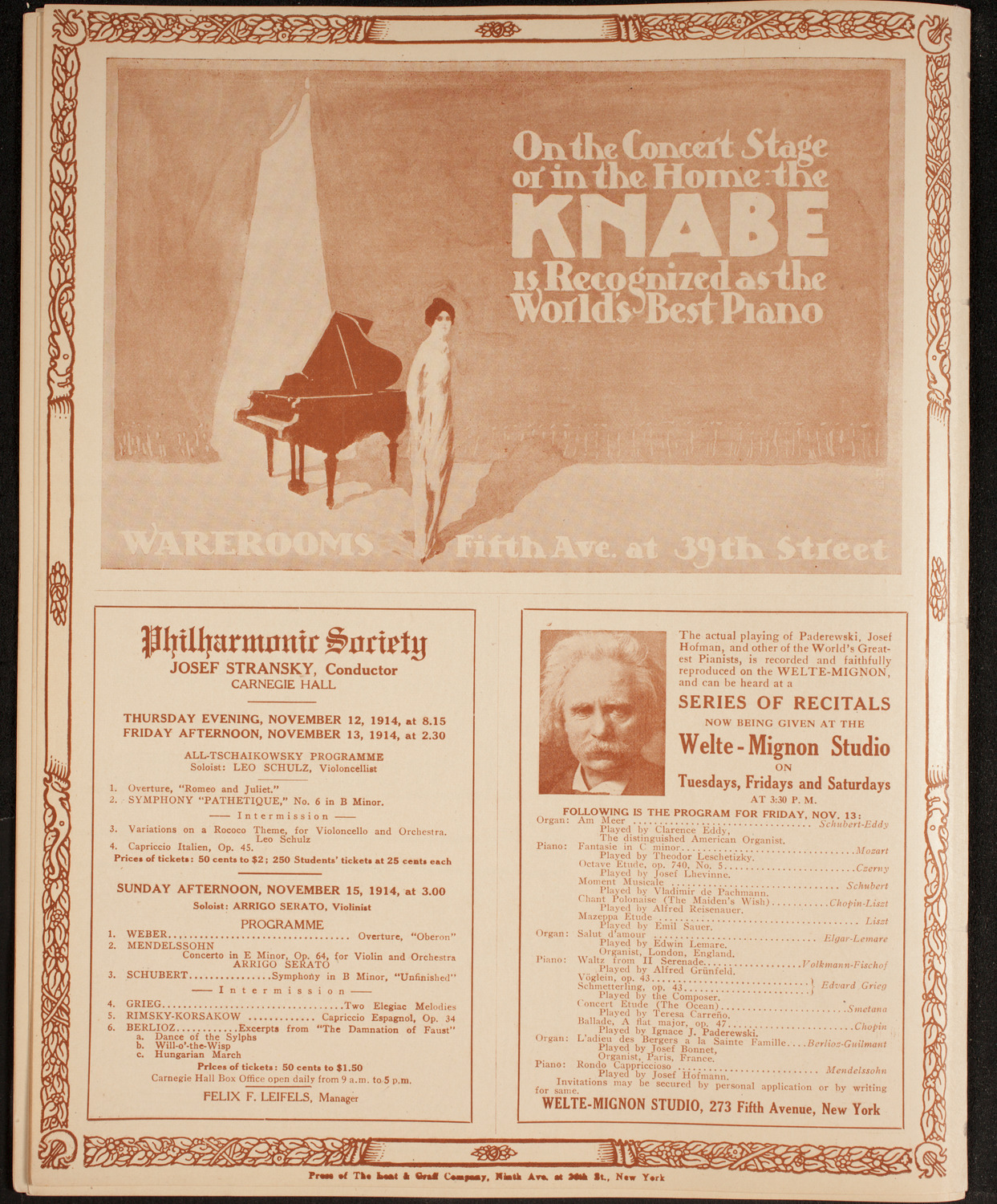 Boston Symphony Orchestra, November 7, 1914, program page 12