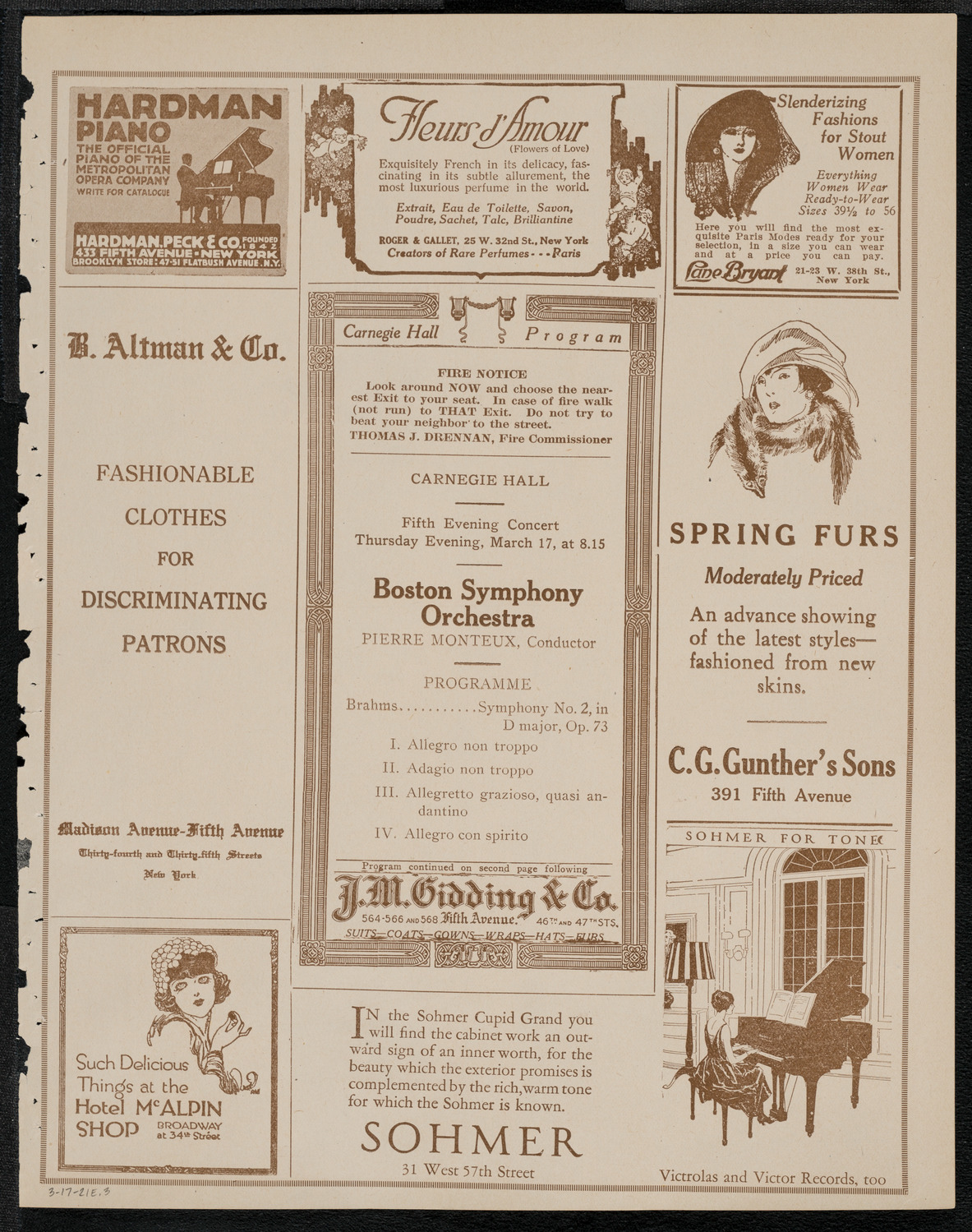 Boston Symphony Orchestra, March 17, 1921, program page 5