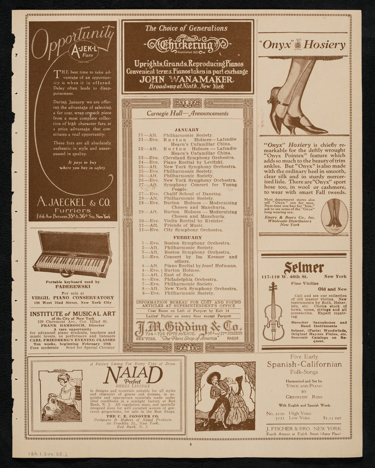 City Symphony Orchestra, January 20, 1923, program page 3