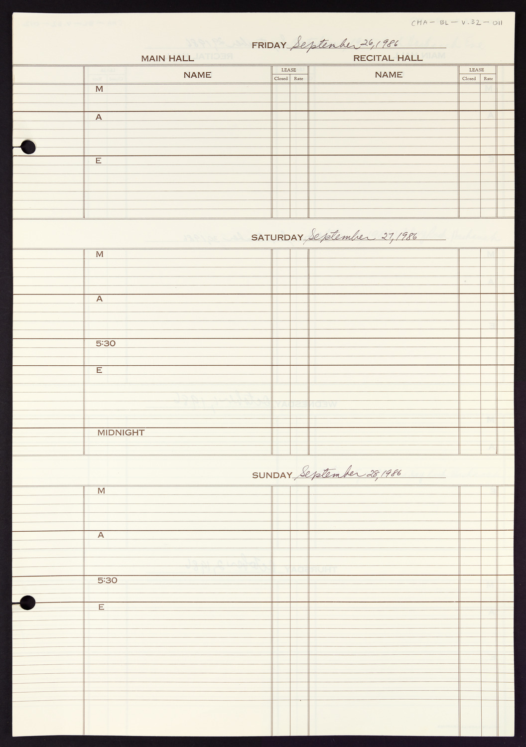 Carnegie Hall Booking Ledger, volume 32, page 11