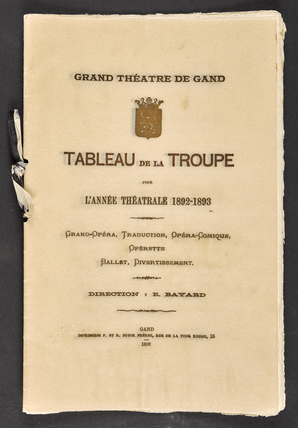 Tableau de la Troupe por l'anné théatrale 1892-1893, page 1 of 12