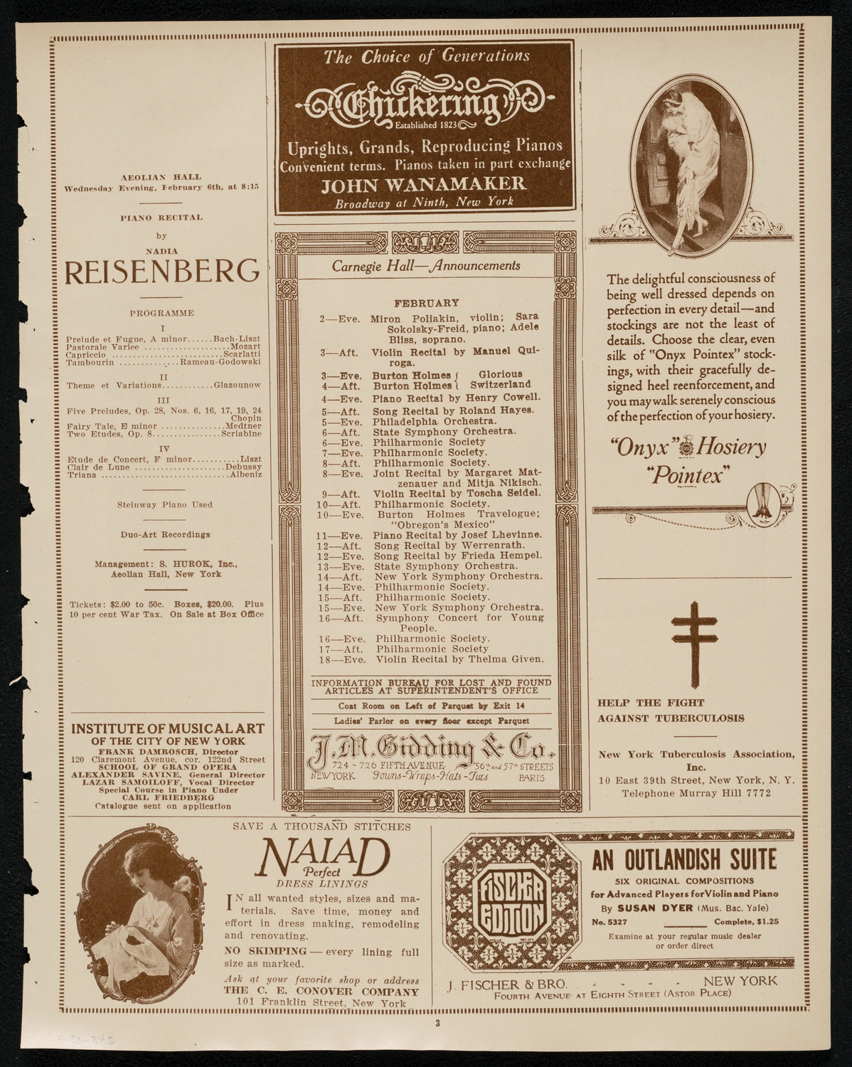 Boston Symphony Orchestra, February 2, 1924, program page 3