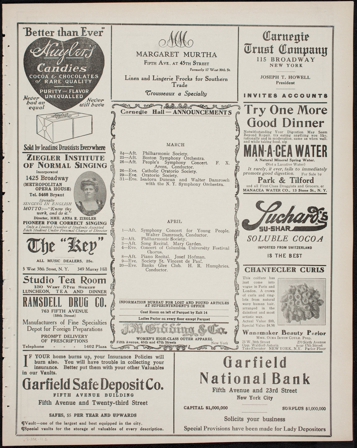 Boston Symphony Orchestra, March 23, 1911, program page 3