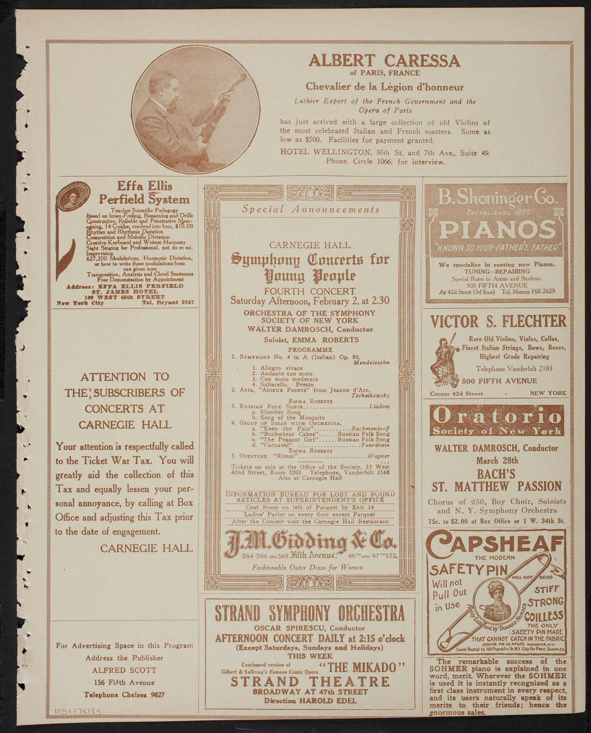 New York Philharmonic: Beethoven-Brahms Festival, January 17, 1918, program page 9