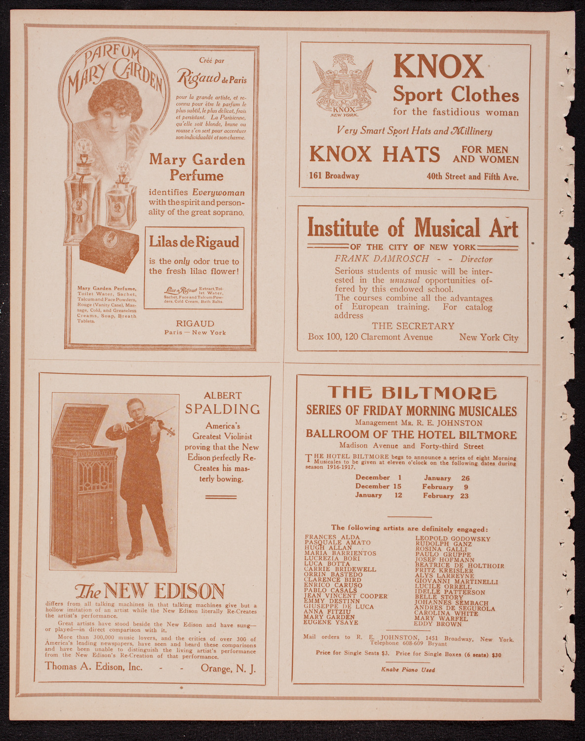 Germaine Schnitzer, Piano, November 30, 1916, program page 2