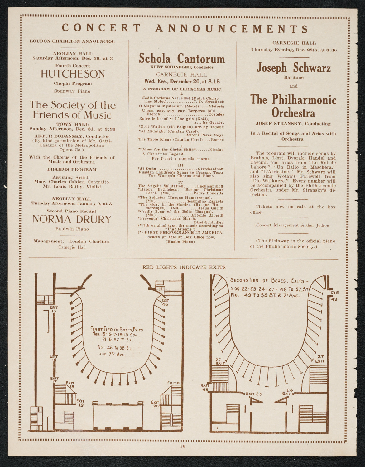 Philadelphia Orchestra, December 19, 1922, program page 10