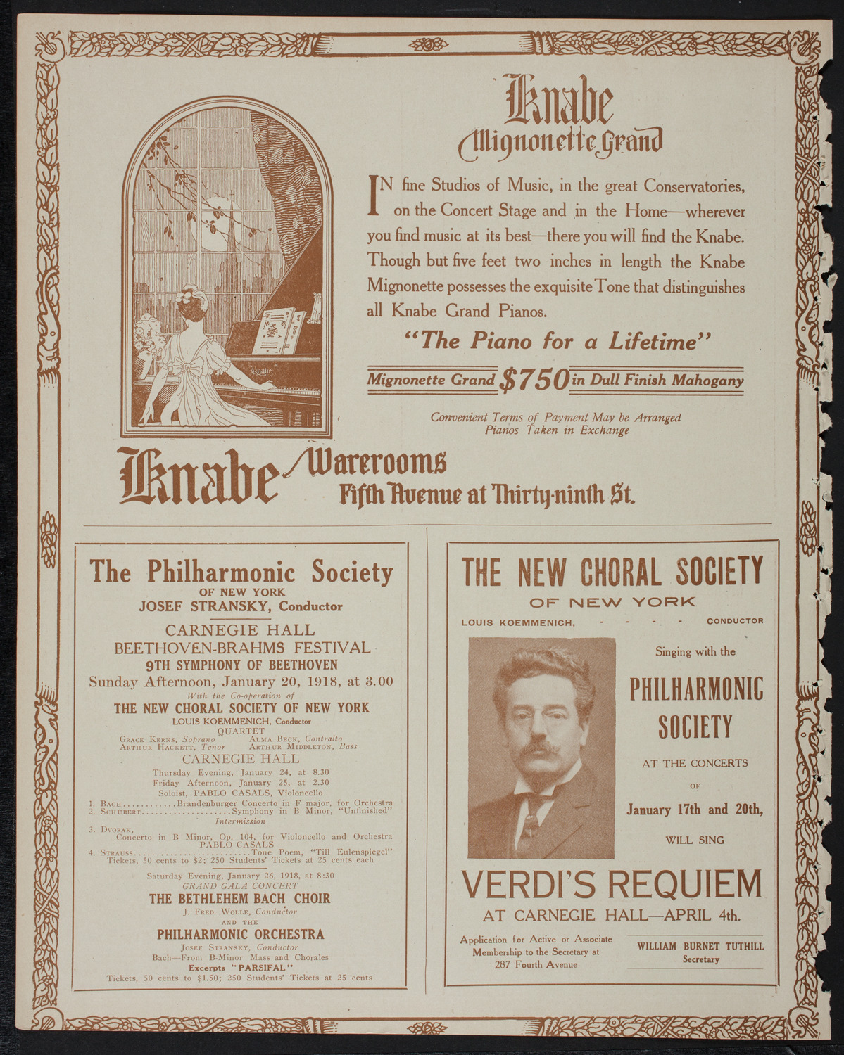 New York Philharmonic, January 19, 1918, program page 12