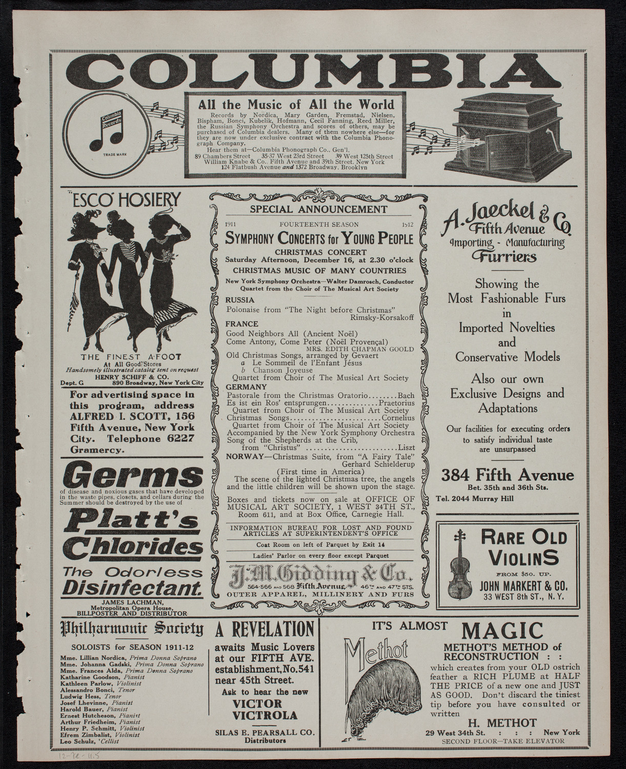 Boston Symphony Orchestra, December 7, 1911, program page 9