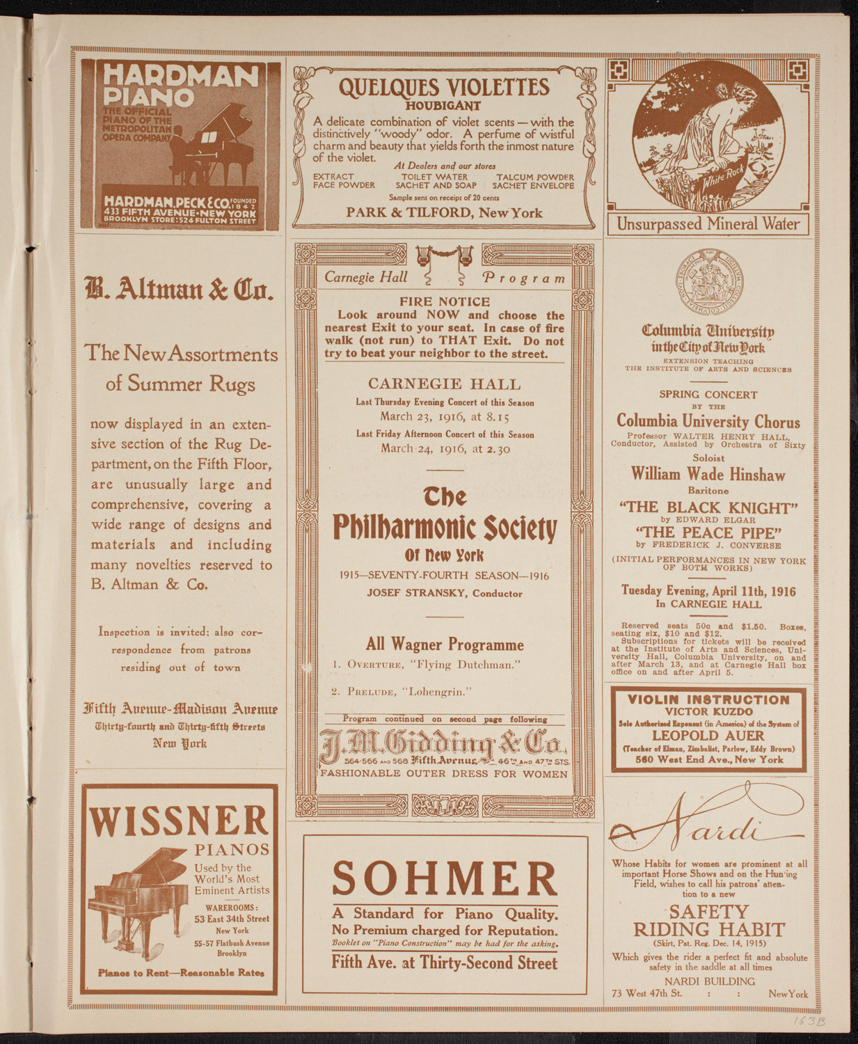 New York Philharmonic, March 23, 1916, program page 5