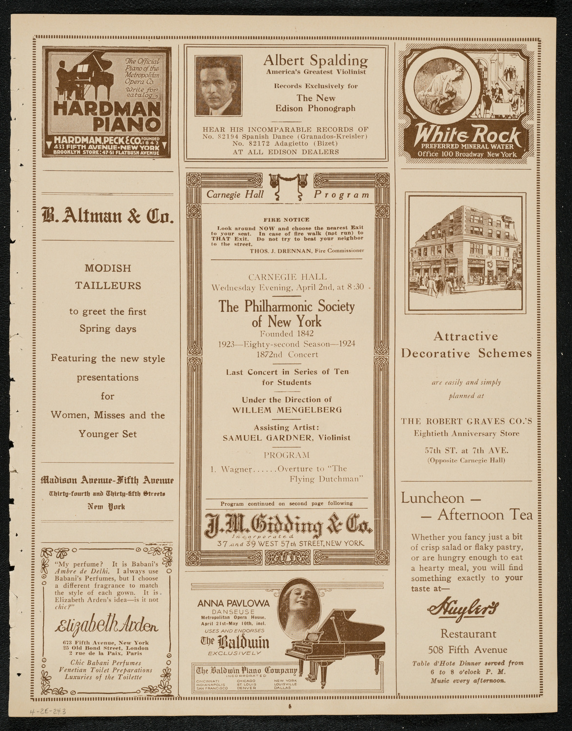 New York Philharmonic Students' Concert, April 2, 1924, program page 5