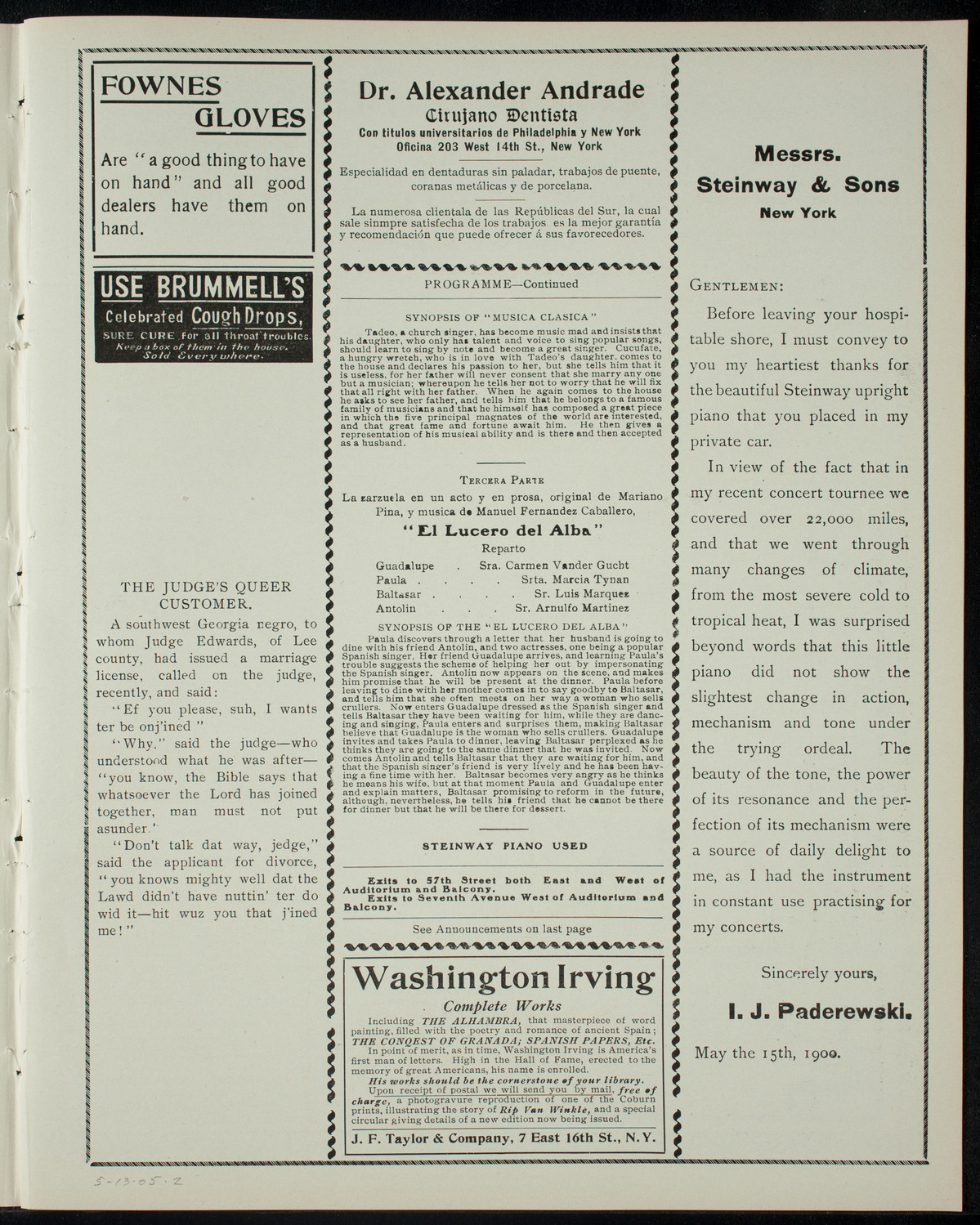 Latin-American Society, May 13, 1905, program page 3