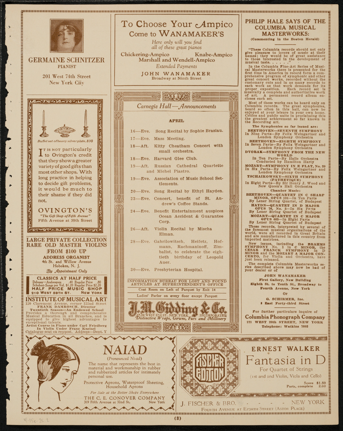 New York Banks' Glee Club, April 15, 1925, program page 3
