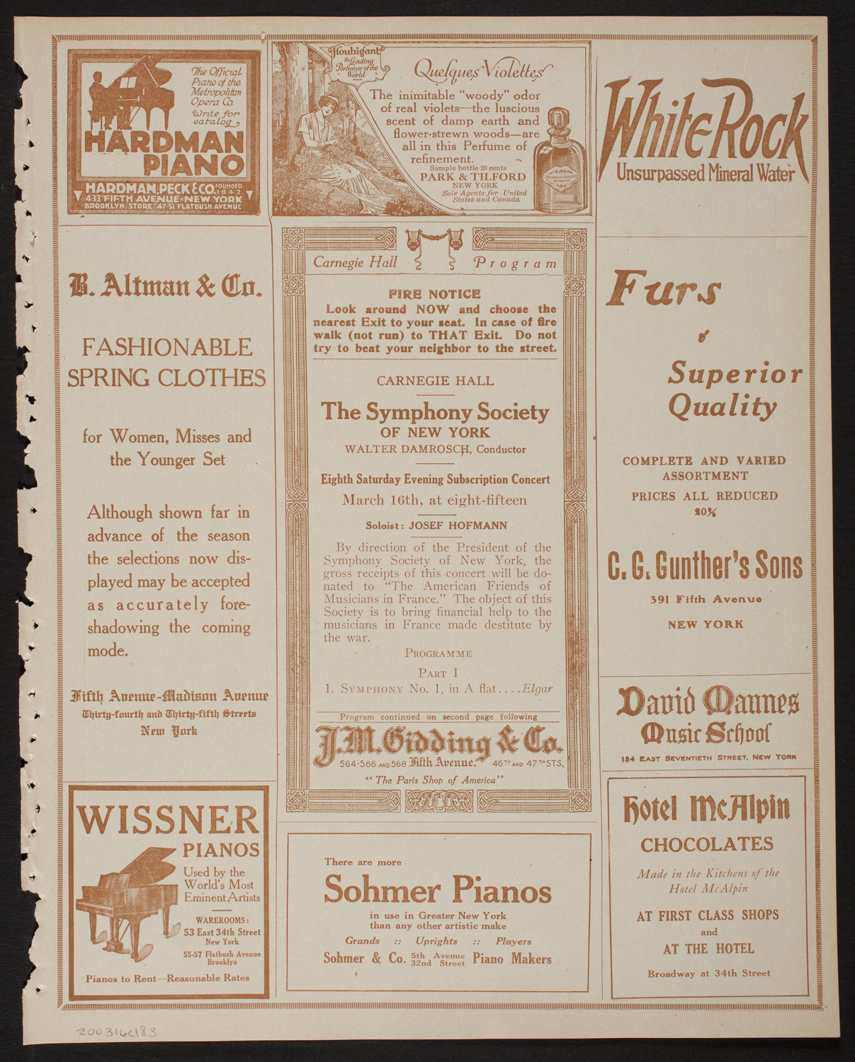 New York Symphony Orchestra, March 16, 1918, program page 5