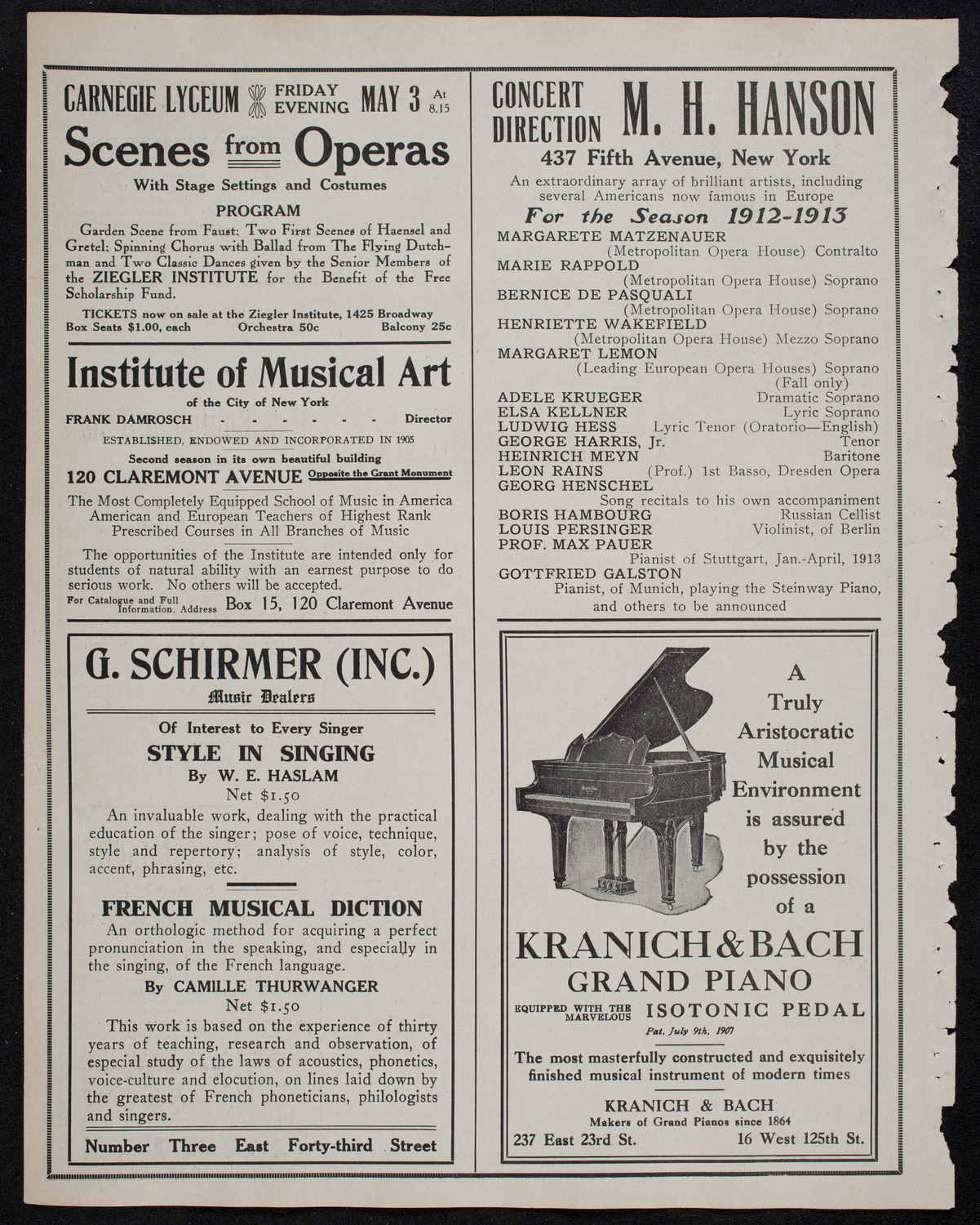 John McCormack, Tenor, April 14, 1912, program page 6