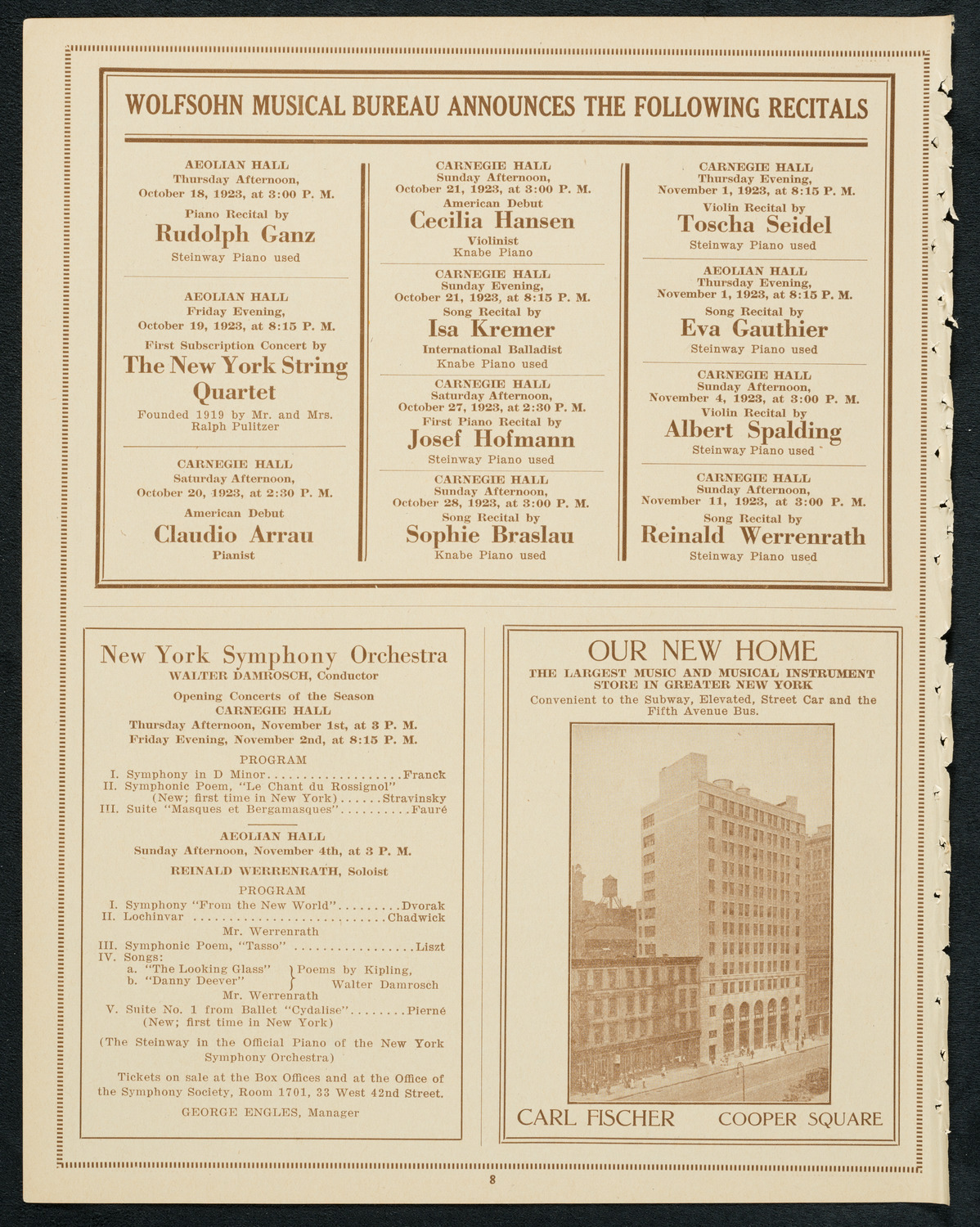 Ernestine Schumann-Heink, Mezzo-Soprano, October 14, 1923, program page 8