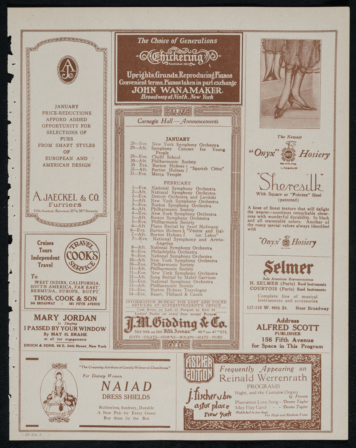 New York Philharmonic, January 28, 1921, program page 3