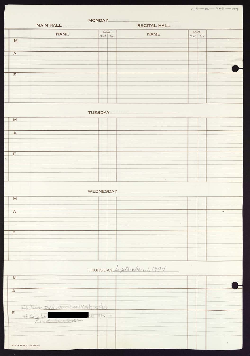 Carnegie Hall Booking Ledger, volume 40, page 4