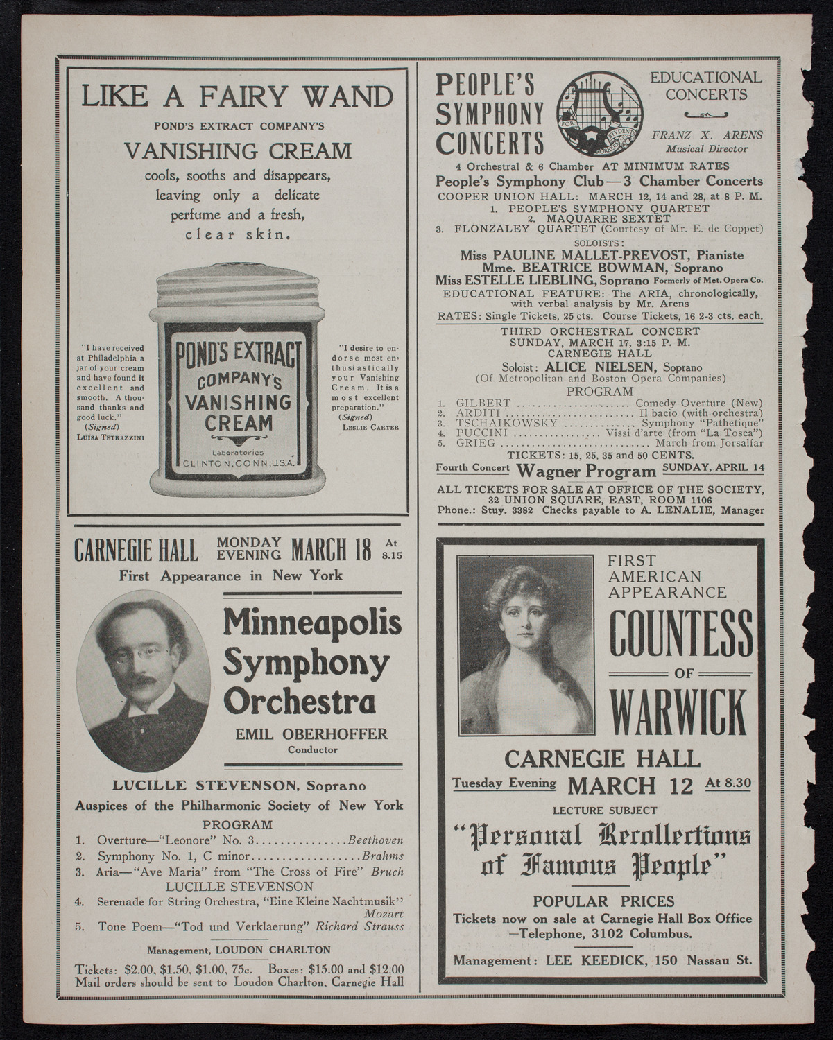 New York Philharmonic, March 7, 1912, program page 8