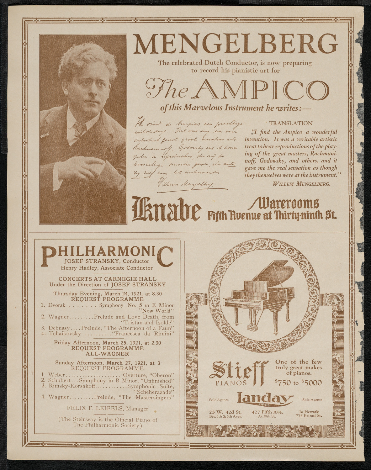 National Symphony Orchestra, March 22, 1921, program page 12