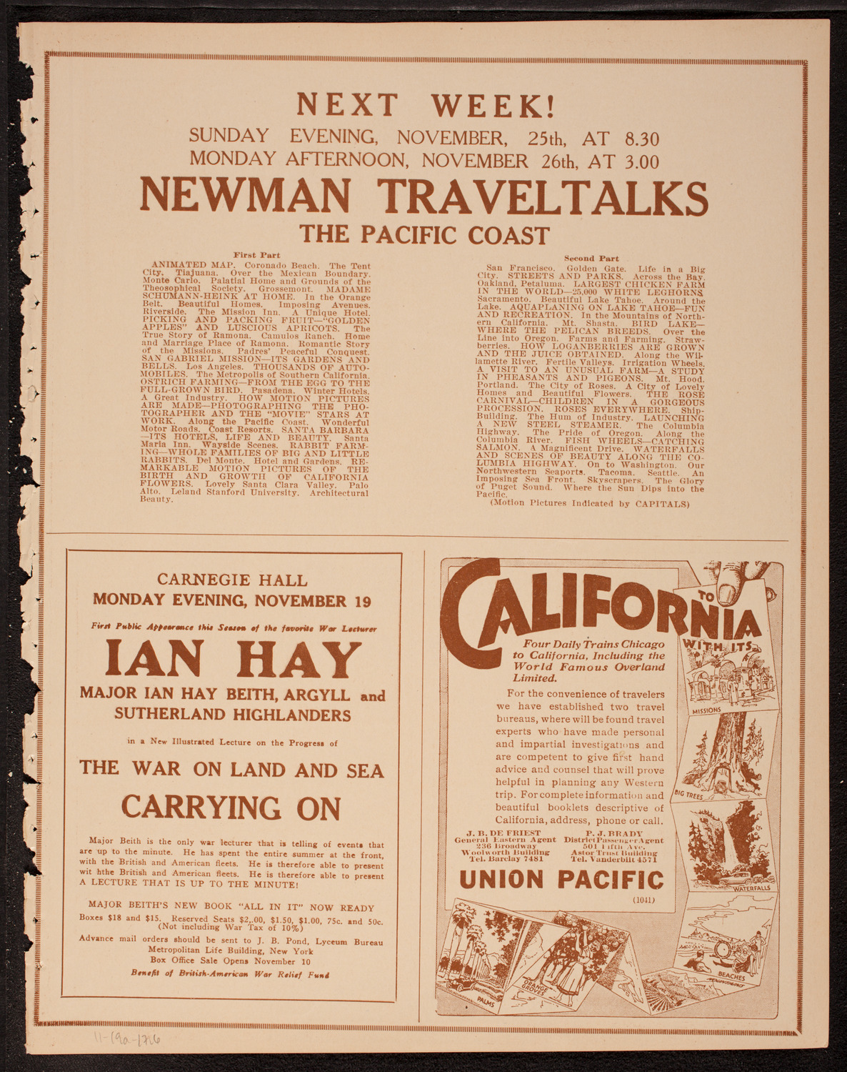 Newman Traveltalks: Our National Parks, November 19, 1917, program page 11