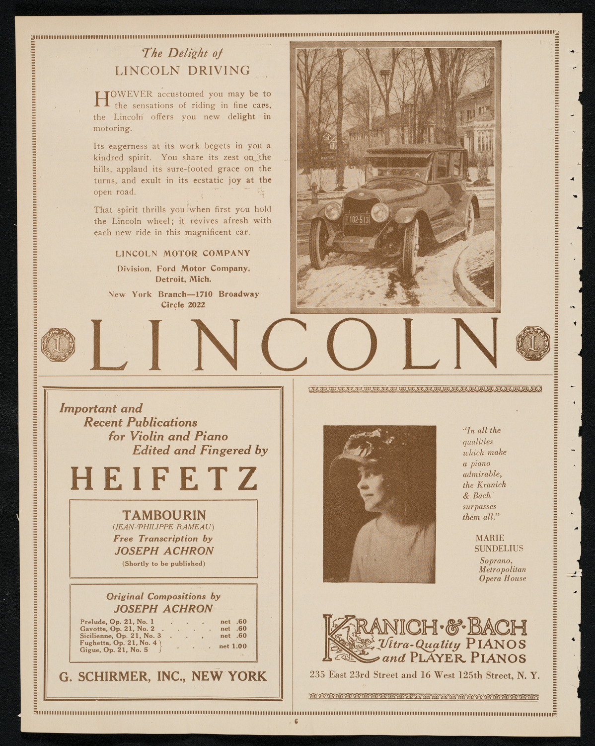 Boston Symphony Orchestra, January 5, 1924, program page 6