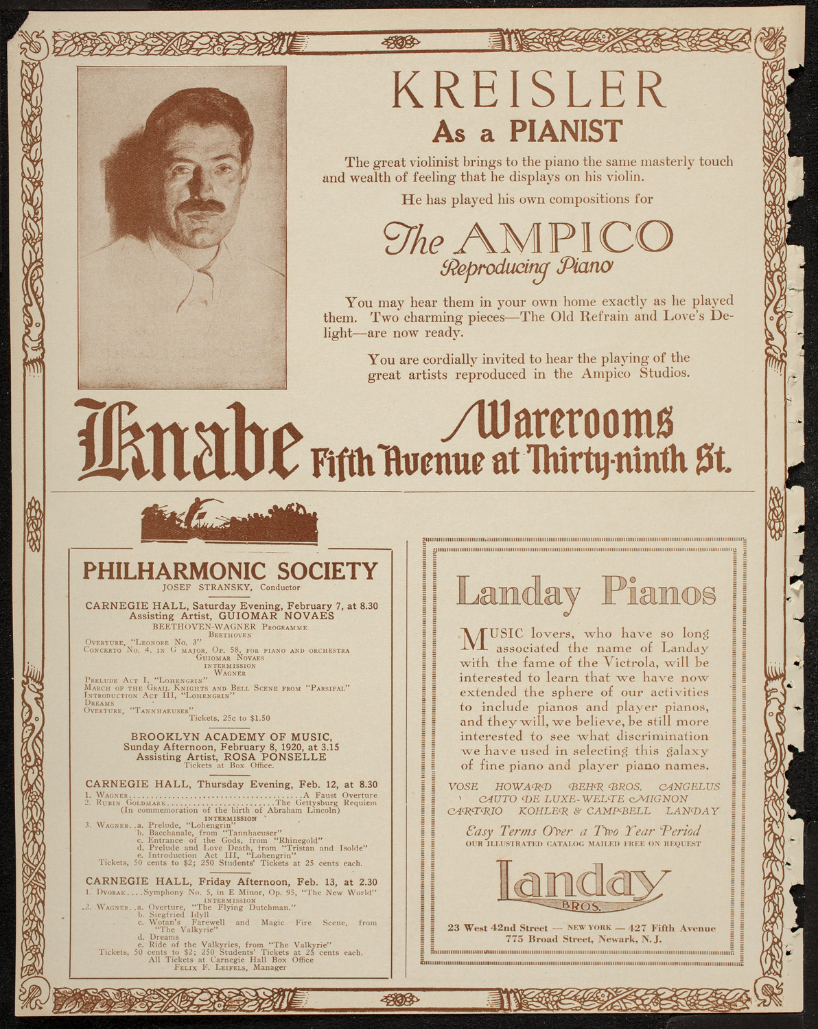 New York Philharmonic, February 6, 1920, program page 12