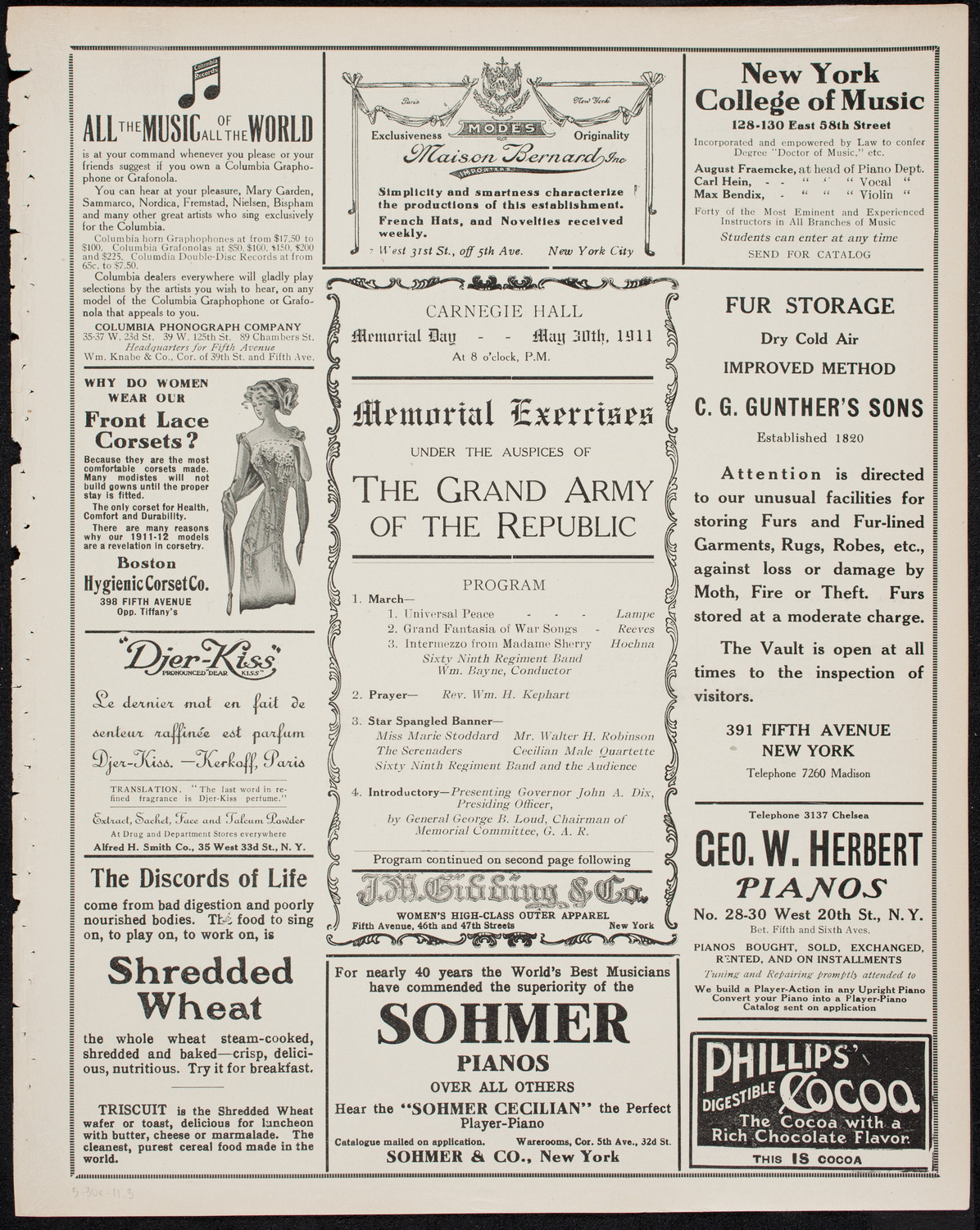 Grand Army of the Republic Memorial Day Exercises, May 30, 1911, program page 5