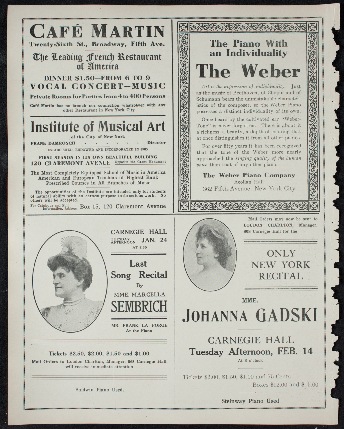 Lillian Nordica, Soprano, with the New York Symphony Orchestra, January 11, 1911, program page 6