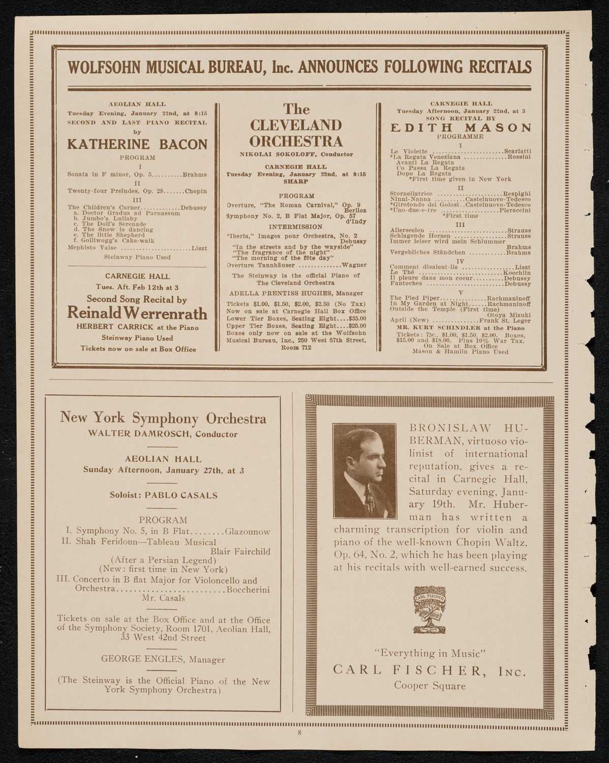 Sascha Culbertson, Violin, with Orchestra, January 16, 1924, program page 8