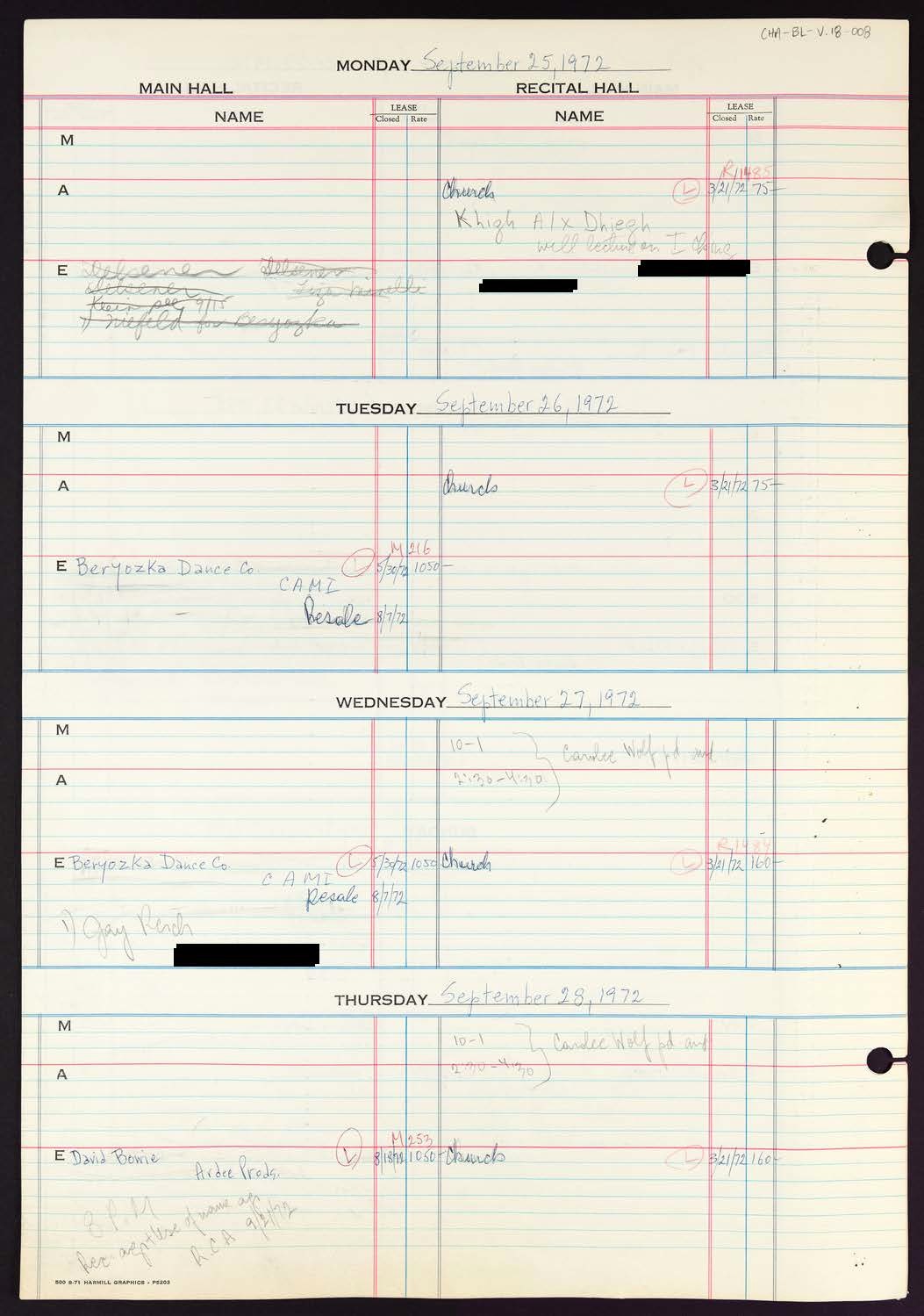 Carnegie Hall Booking Ledger, volume 18, page 8