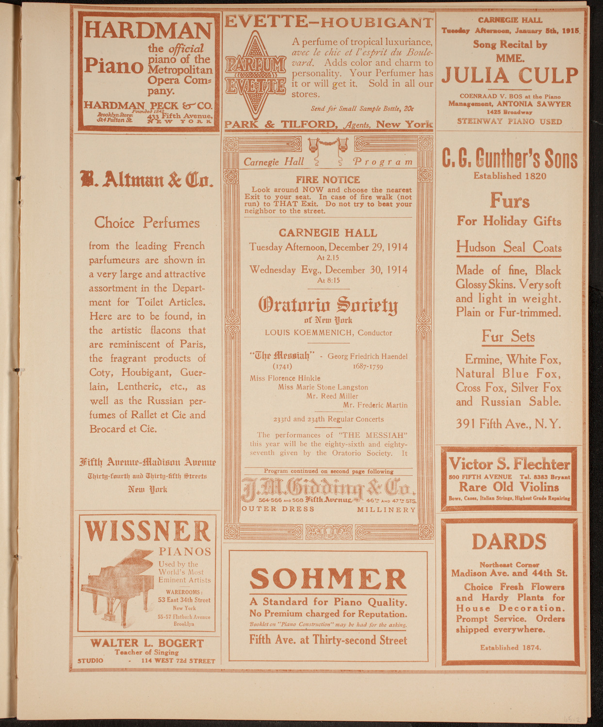 Oratorio Society of New York, December 29, 1914, program page 5