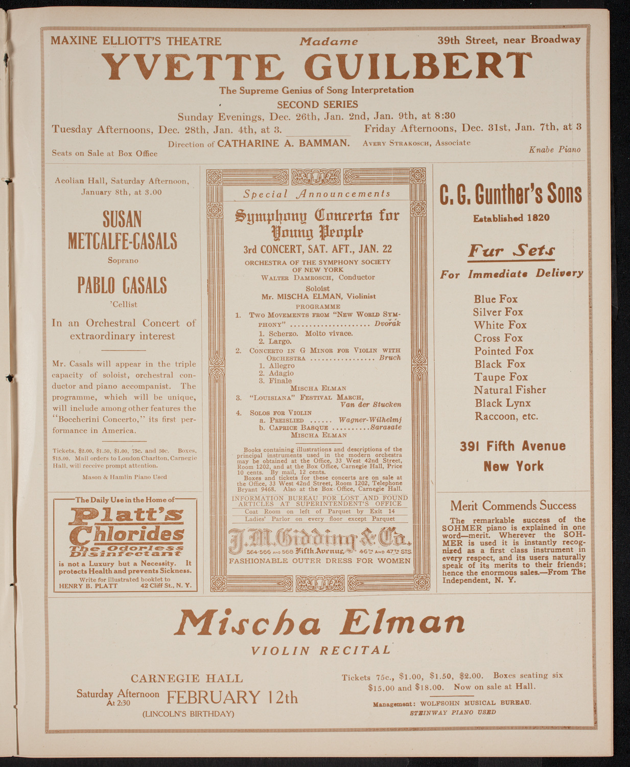 Orchestral Society of New York, January 1, 1916, program page 9