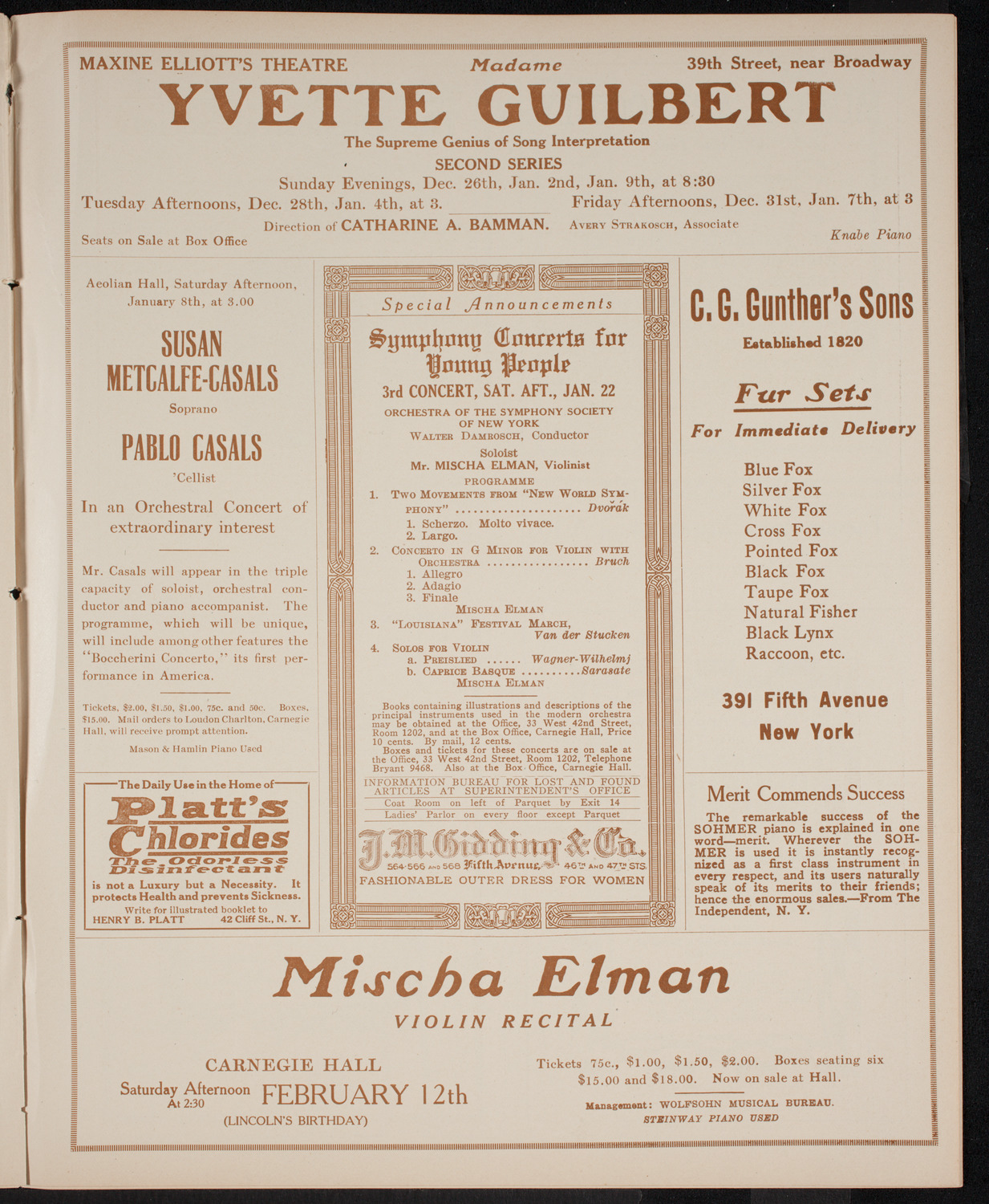 Orchestral Society of New York, January 1, 1916, program page 9