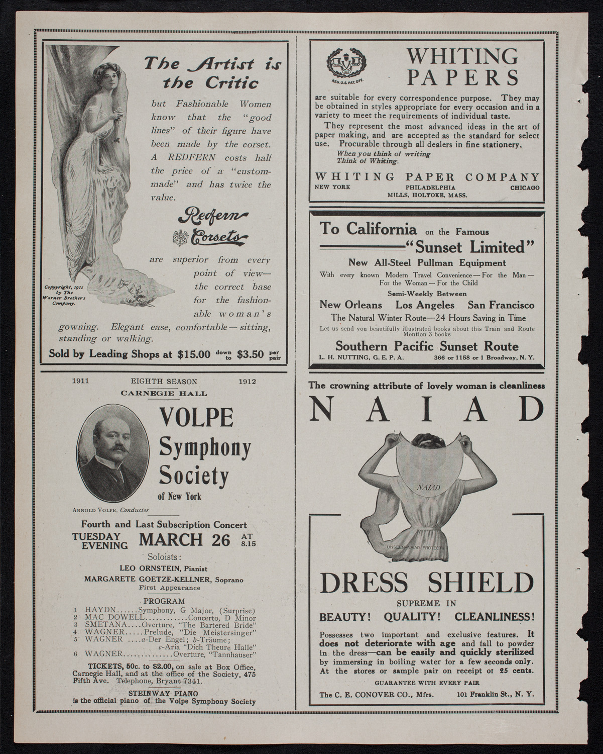 New York Philharmonic, March 15, 1912, program page 2