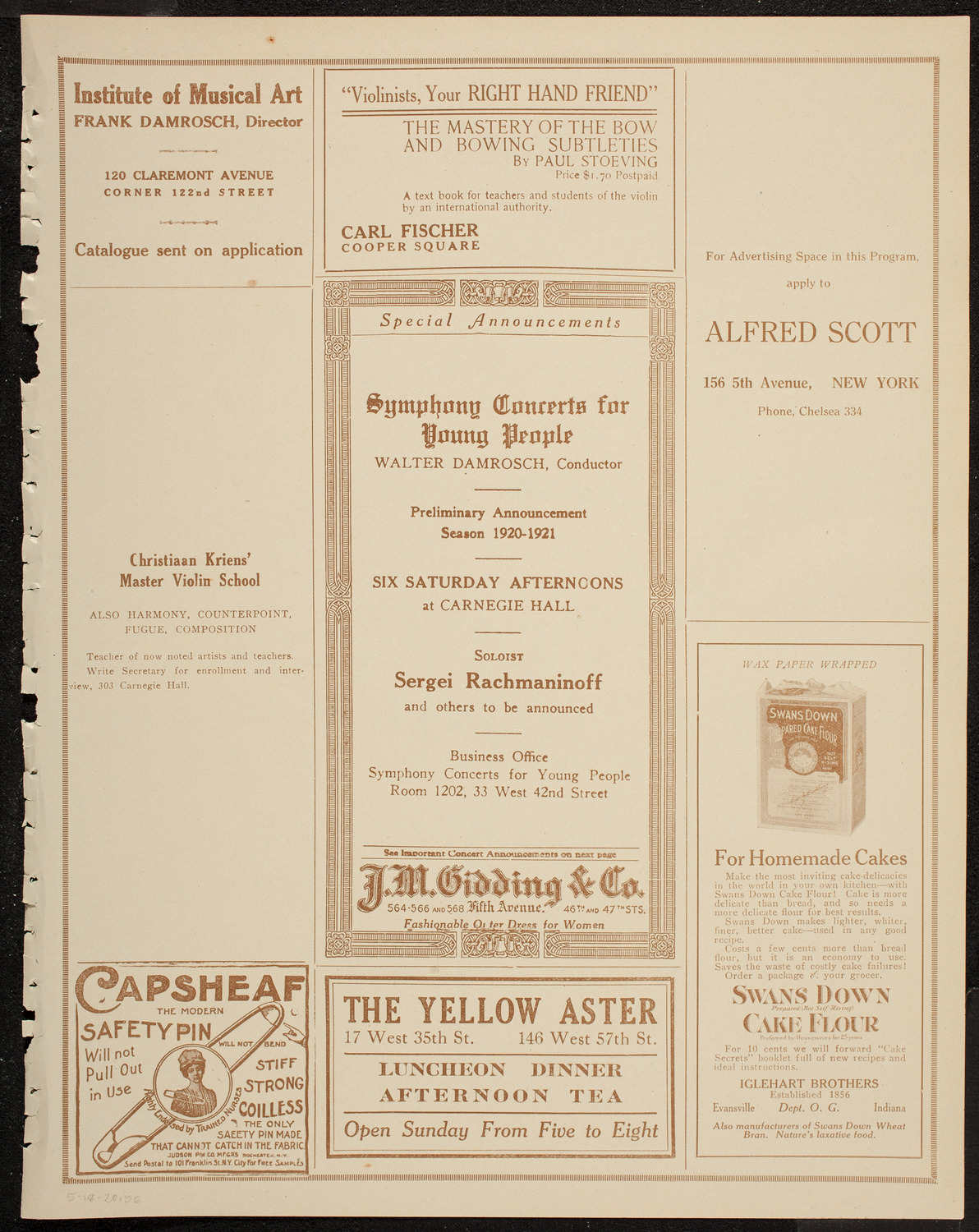 Kriens Symphony Club, May 18, 1920, program page 9